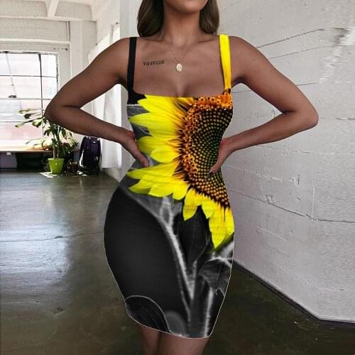 U Sunflower Dresses Women Flower Bodycon Dress Novel Ladies Dresses Vestido Sexy Womens Clothing Club New Boho Fashion