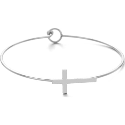 ZMZY Fashion Simple Stainless Steel Cross Charm Bracelet Bangle Jewelry Bracelets & Bangles For Women Wedding Female Pulseras