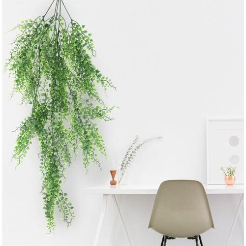 1pcs 82cm Artificial Green Plant Vines Plastic Fake Leaf Green Plant Wall Hanging Rattan Leaves Branches Home Wall Decoration