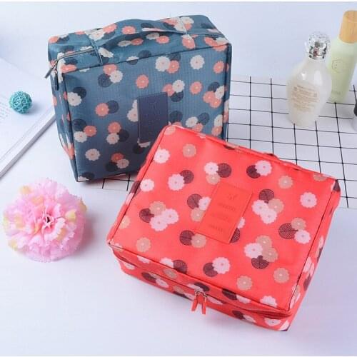 1Pcs New Oxford Waterproof Floral Multi-function Cosmetic Bag travel Storage Case For Womens Makeup organizer cosmetics Pouch