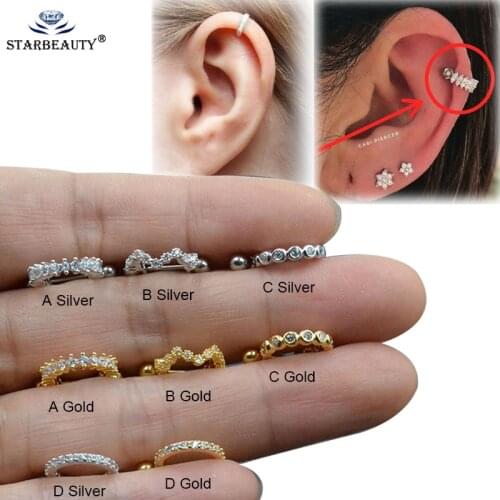 1pc New CABI Piercer Tragus Cartilage Ring Helix Jewelry Labret Piericngs 0.8x8mm Titanium Rook Lobe Piercing Body Jewelry