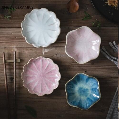 3pcs Japanese Ceramic Small Breakfast Dish Sushi Vinegar Salt Vinegar Flavor Spices Plate Seasoning Dish Kitchen Tableware