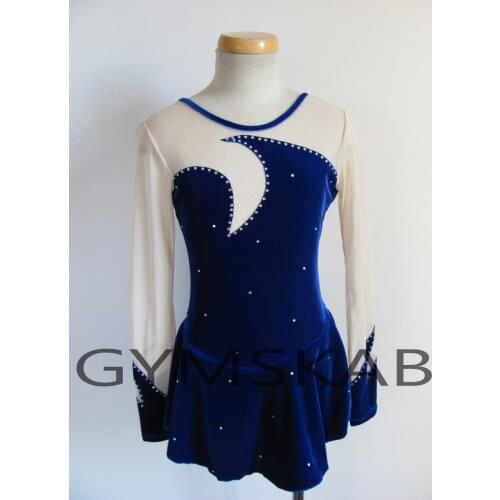 2018 Elegant Figure Skating Dress Womens Girls Customized Ice Skating Dress Long-sleeved Gymnastics Costume 6273