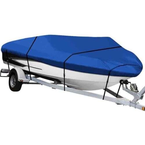 210D Heavy Duty Trailerable Waterproof Boat Cover ,Marine Grade Polyester Boat Cover Fits V-Hull,TRI-Hull(17-19Ft,Blue)