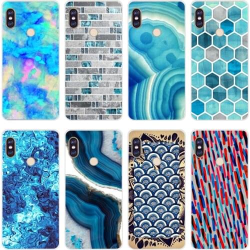 6H blue glass Soft Silicone Tpu Cover phone Case for xiaomi redmi 6 pro 5 plus note 6 pro 4 4x mi 8