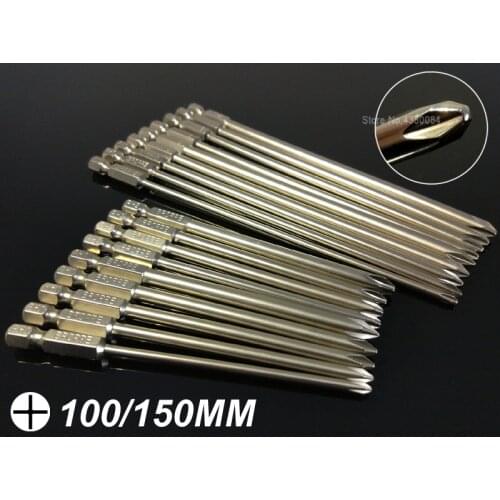 9Pcs Set Screwdriver Drill Bits Phillips/Cross Head Magnetic S2 Electric Screwdriver Bits Hand Tool Set 1/4" Hex Shank 100/150MM