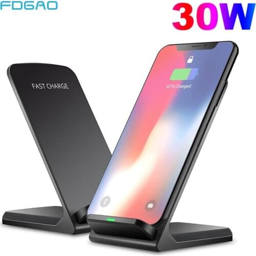 FDGAO 30W Qi Wireless Charger For iPhone 12 Pro Max 11 XS XR X 8 Samsung S20 S10 Note 20 10 Induction Type C Fast Charging Stand
