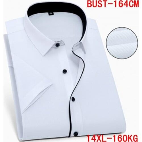 Large size 10XL 11XL 12XL 13XL 14XL Business Office Business Comfort Summer Mens Short Sleeve Lapel Light White Shirt 8XL 9XL