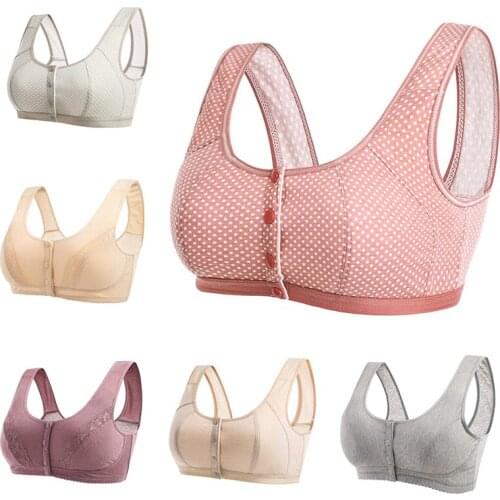 Mother Underwear Bra Women Middle-Aged And Elderly Vests Hot Sale Cotton Front Buckle Underwear No Steel Ring Front Buckle Bra