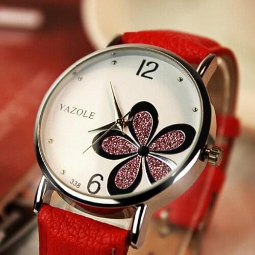 Watches Women Fashion Leather Strap Flower Female Clock Ladies Quartz Wrist Watch Montre Femme Relogio Feminino