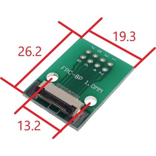 DIY FPC FFC 8 PIN 1.00 mm pitch Connector SMT Adapter to 2.54 mm Space 1.00 inch pitch through hole DIP PCB adapter solder