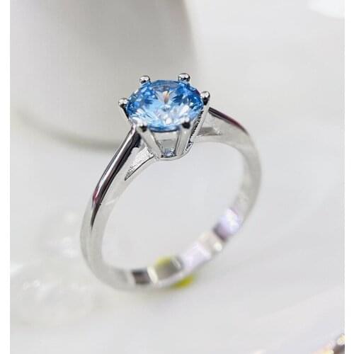 Designer original new light arm six-claw inlaid carat diamond ring exquisite light luxury noble ladies wedding silver jewelry