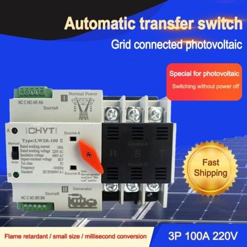 ICHYTI LW2R-3P 100A 220V Mini ATS Automatic Transfer Switch Electrical Selector Switches Dual Power Switch