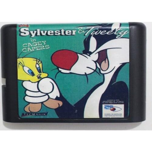 Sylvester & Tweety In Cagey Capers 16 bit MD Game Card For Sega Mega Drive For Genesis
