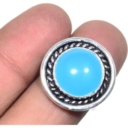 Chalcedony Ring Silver Overlay over Copper, USA Size 8, R5272