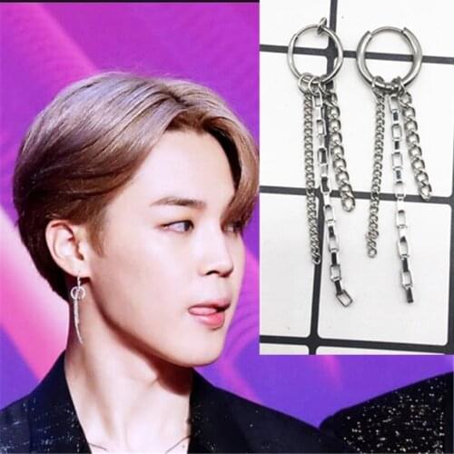 KPOP DNA Korean V Popular 1 Pcs Jewelry Bangtang Boys Earrings Suga Ear Stud Earrings For Women Men