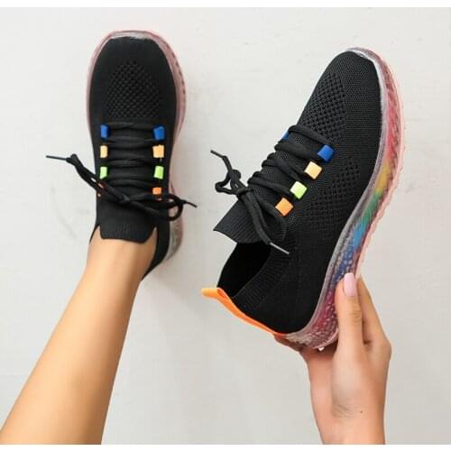 Vulcanized Shoes Women Thick Bottom Ladies Mesh Sneakers Platform Shoes Lace Up Women Sneakers Casual Running Comfort Shoes