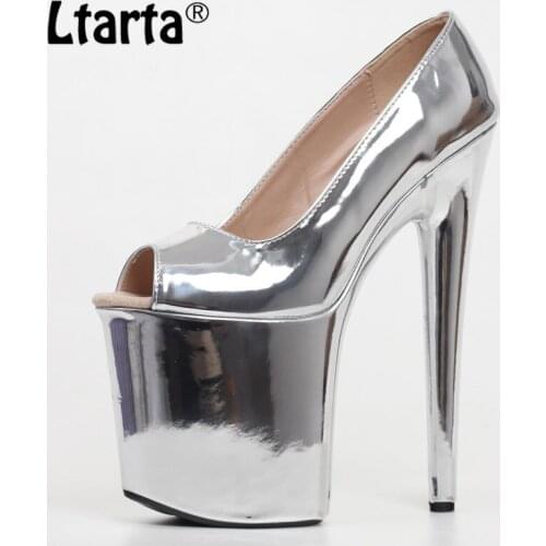 Ltarta 20cm Gold Silver Plus Size High Heels Sexy Fish Mouth Single Shoes Hate Sky High Platform Women Sandals LYP