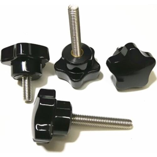 M4x(8mm-50mm Long) 304 Stainless steel Five-star head handle screw plastic hand screws adjustable knob bolt Black color
