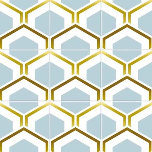 Metal texture gold line geometric pattern tile stickers bathroom waist line stickers waterproof wear-resistant floor stickers