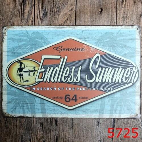 20x30cm Metal Tin Sign Endless Summer Bar Pub Vintage Retro Poster Cafe Art