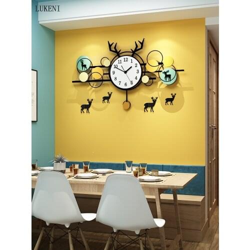 Nordic Clock Wall Clock Living Room Fashion Simple Wall Watch Modern Personality Decorative Clock Wall Lamp Luxury Home