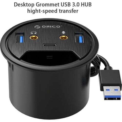 ORICO DESK-2U1C Desktop Grommet High Speed USB 3.0 HUB Type-C Audio Port Splitter Multi-Function Power Table Mounting Adapter