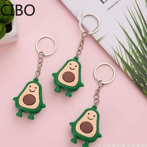 2019 New 3D Rubber Avocado Keychain Couples Key Chain Ring for Women Bag Girl Phone Car Keyring Lovers Jewelry Gifts