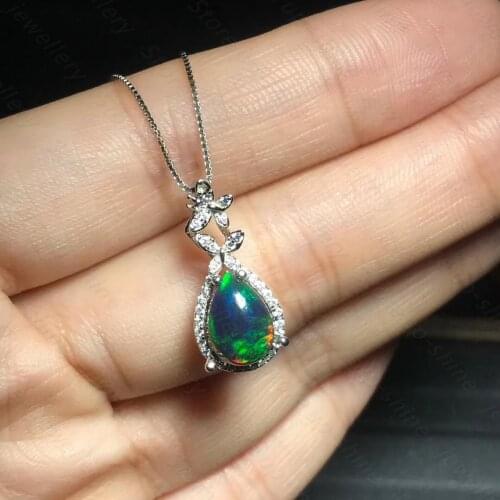 New 925 silver pendant black opal pendant calm and simple atmosphere