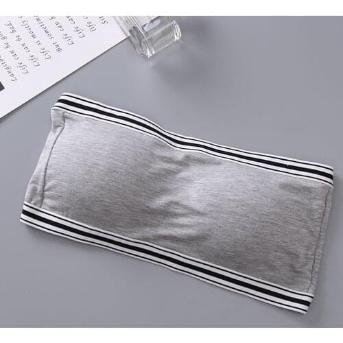 One-word wrapped chest adolescent girls bra strapless underwear with breast pads one-piece cup rear button