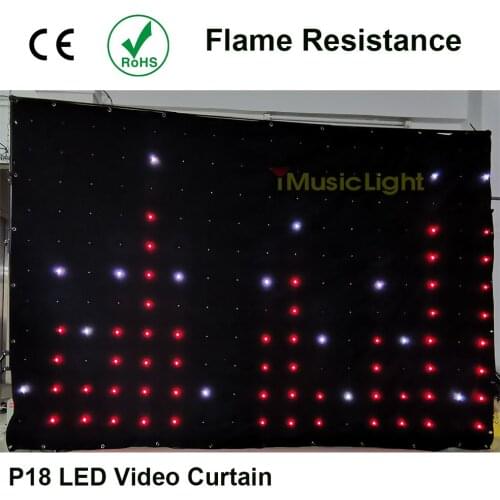P18 2Mx3M 80 Patterns DMX Video Curtain Screen Led RGB Stage Wedding DJ Backdrop 8CH with SD and Controller Fire Retardant