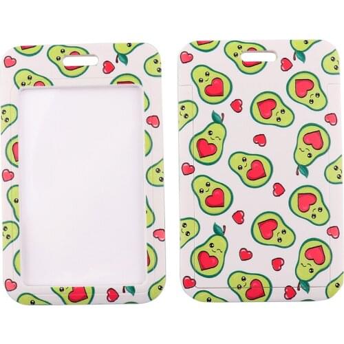 PC3266 Fruit Avocado Summer Style Buckle Lanyard Credit Card ID Holder Badge Student Travel Bank Bus Business Card Cover Badge