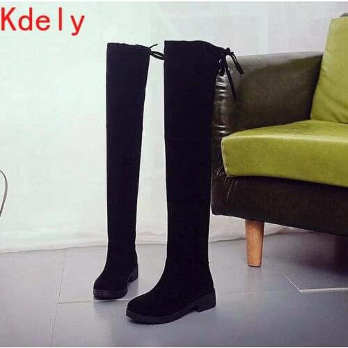 Sexy Slim Fit Elastic Flock Over The Knee Boots Women Shoes 2020 Autumn Winter Ladies Overknee Long Botas Women Boots Size 41