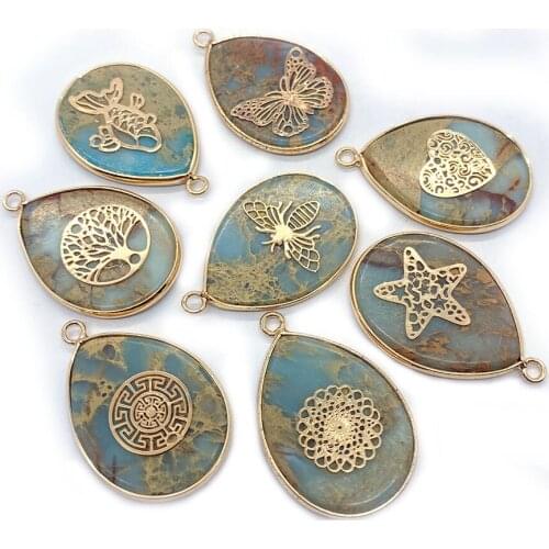 1pcs Shoushan Stone Pendant Light Blue Charms Jewelry Making DIY Necklace Accessories Pendant Water Drop Shape Natural Stone