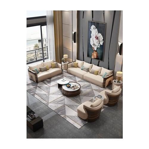 Post modern light luxury sofa living room U-shape combination modern simple Italian leather villa Sofa Furniture Customization