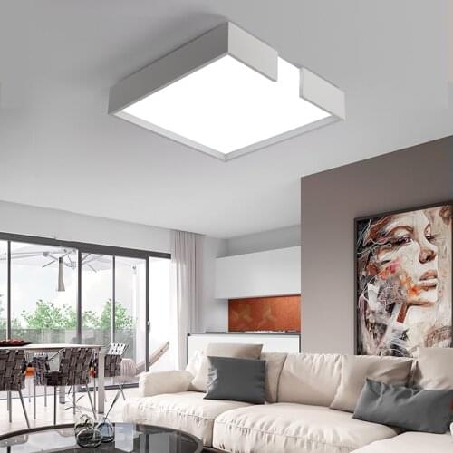 Modern Stylish Geometry Art Acrylic Square Scrub Black/White Shade Painted LED Ceiling Light for Living Room