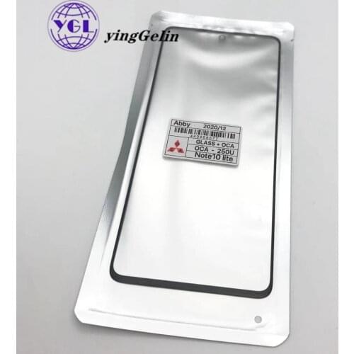 Front Panel glass with OCA Adhesive For Samsung Galaxy Note10 lite Touch Screen Sensor LCD Display Glass Cover