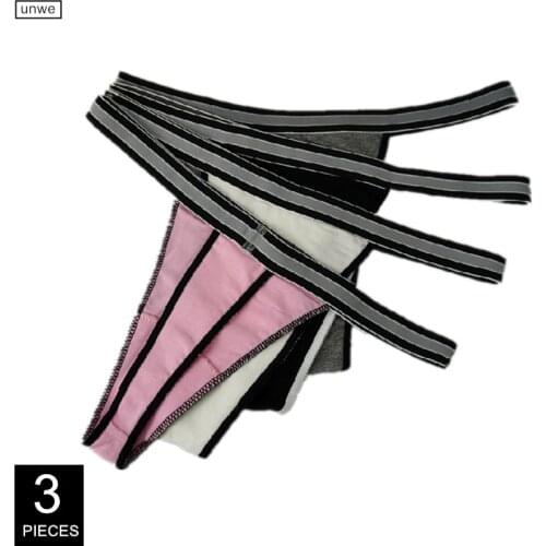 3 Pcs Pure Cotton Womens V-shaped Thong Underwear High Elastic Large Size M-XXL Lady Sexy String Panties
