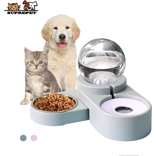 SUPREPET Cat Automatic Feeder for Puppy Kitten Gravity Pet Water Fountain Dog Cat Food Water Bowl Rotatable Cat Feeder