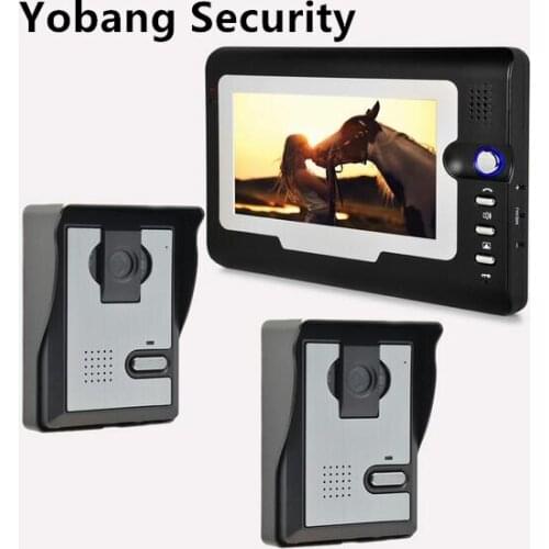 Yobang Security freeship Video Intercom 7"TFT indoor Monitor+2 Outdoor Doorbell phone IR Camera Home Entry Security System