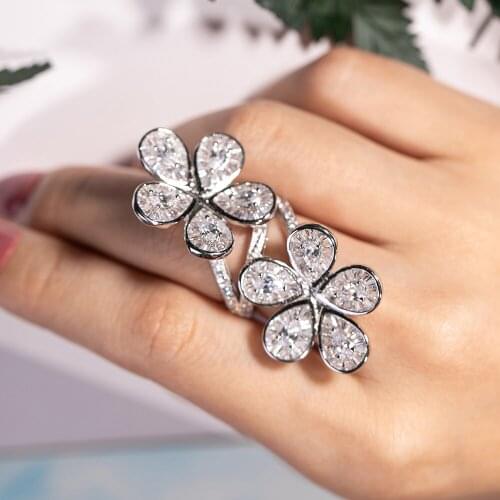 Handmade big Gorgeous line Wide ring finger Luxury 925 Sterling silver PAVE SONA diamond CZ Engagement wedding ring for women