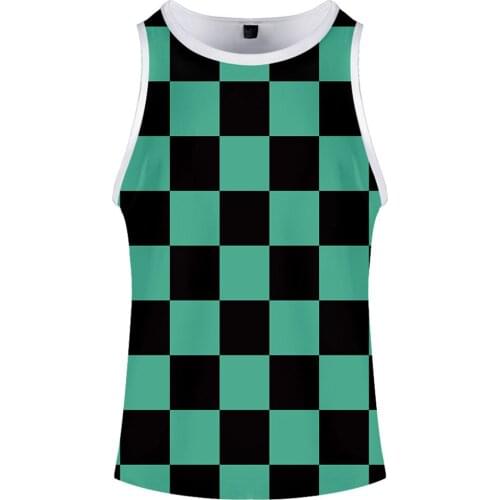 Demon Slayer Kamado Tanjirou Cosplay Vest 3D Print Bodybuilding Tank Tops Sleeveless Men Vest