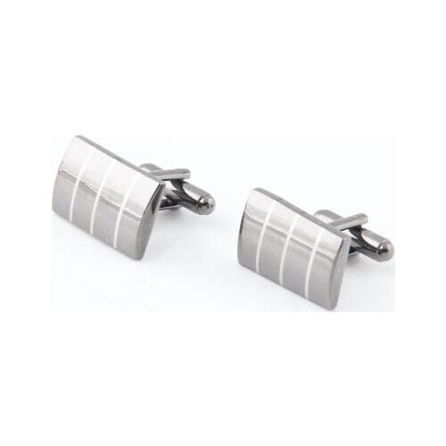 10pairs/lot Fashion Gunblack Laser Cufflinks Rectangle Arch Shape Smooth Strip Cuff Links Copper Cuff Button Mens Jewelry
