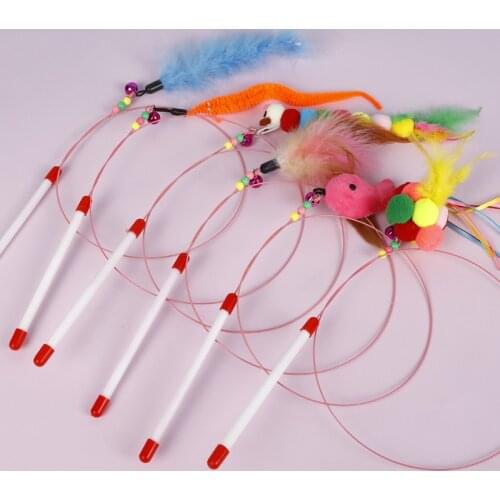 EVA Toys caterpillar cat toy wire feather funny cat rod cat interactive play high toughness wire funny cat rod