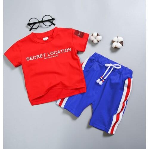 100% cotton summer boys clothing 2018 new active letter kid children baby boy clothes baby clothing 0-4 years clothing set