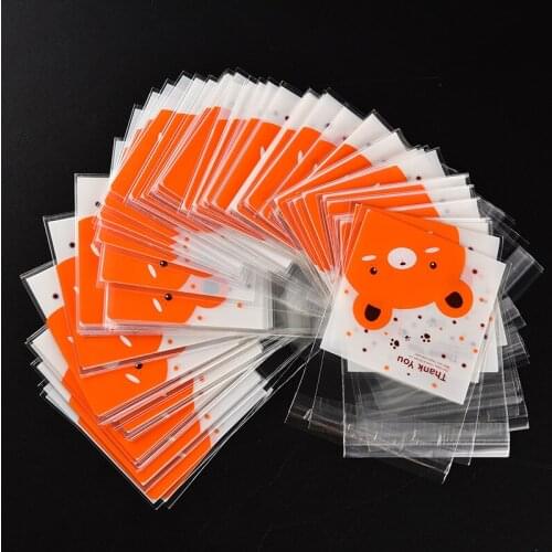 100pcs/set Bear pic. Self Adhesive Cookie Candy Package Gift Bags Cellophane Wedding Birthday