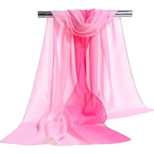 160*50cm New Fashion Woman Color Gradient Chiffon Scarf Wild Shawl Sunscreen Girl Scarf Scarves