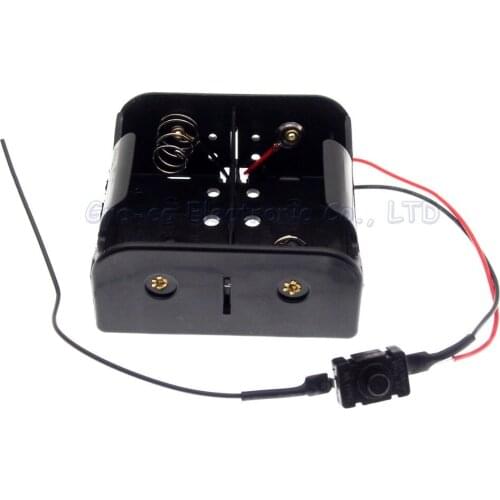 2pcs D Size 2 Pack Battery Case Holder "D" Battery Storage Box with wire with switch