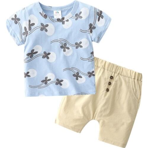 2021 2pcs Summer Baby Boys Children Casual Thin Suit Tops + Short Boys Clothes Kids Clothes sets 2-8
