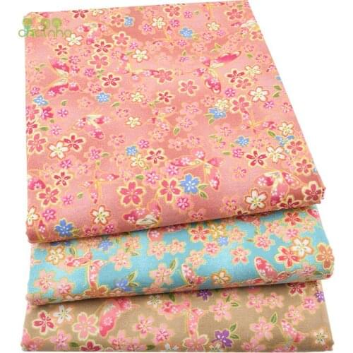 3pcs/Lot,Twill Cotton Fabric Patchwork Bronzing Tissue Cloth Fat Quarter Bundle Of Handmade DIY Quilting Sewing Textile Material
